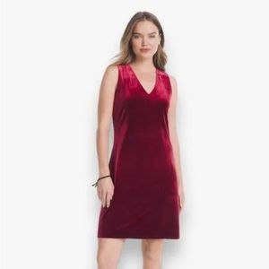 White House black market NWT burgundy velvet sleeveless shift dress